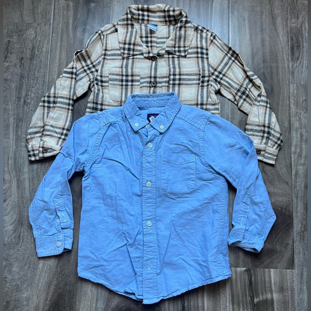 The Children's Place & old Navy Blue set Plaid Button-Down Shirts kids size 4